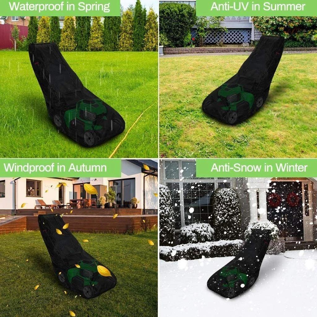 Heavy Duty Universal Lawn Mower Cover Waterproof Dustproof Oxford Fabric With Windproof Drawstring For Outdoor Protector