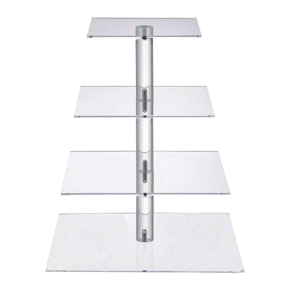 Unique Square Acrylic Multi Tier Cupcake Display Stand with LED Lights for Weddings and Birthday Parties (Without battery)