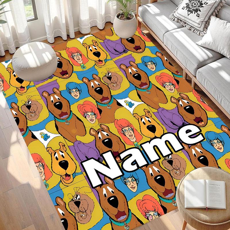 Custom Name Personalized Scooby Print Carpet, Versatile Home Decor Rug, for Playroom, Apartment, Balcony, Entryway, Hallway Gift