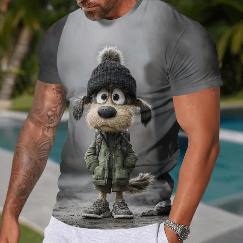 Модная мужская футболка с круглым вырезом, коротким рукавом, 3D-печатью животных, животная футболка с круглым вырезом и коротким рукавом