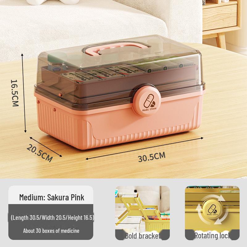 Портативный многослойный ящик для хранения лекарств: Удобный, многофункциональный и классифицированный пластиковый органайзер для домашнего использования