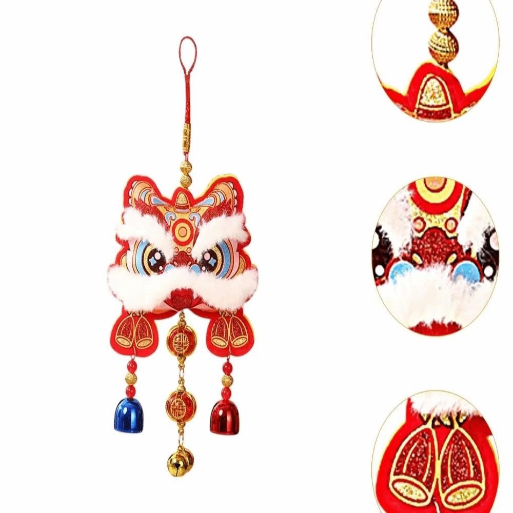 Cartoon Blessing  Wind Chime Waking Lion Lunar New Year Ornament  Home Living Room