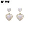 Элегантные золотые серьги-капли с жемчугом и сердцем для женщин, простые ювелирные аксессуары