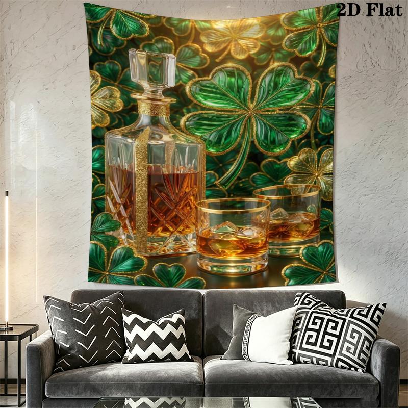 St.Patrick's Day Wall Tapestry Aesthetic Wall Hanging Printed Fabric Blanket Decorative Tapestries for Bedroom Living Room Home Decor