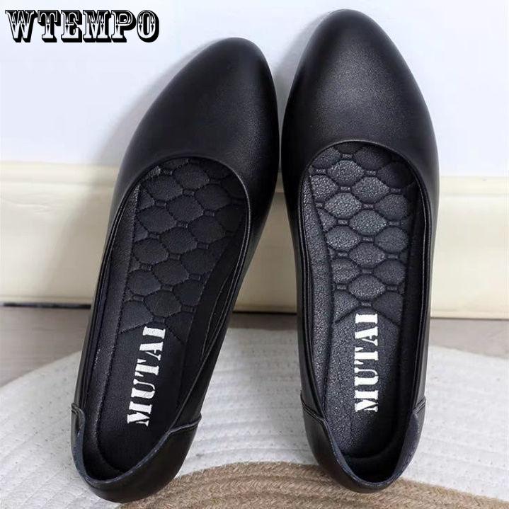 Рабочая обувь женская черная обувь для собеседования деловая обувь на плоской подошве нескользящая кожаная обувь для работы одинарные туфли