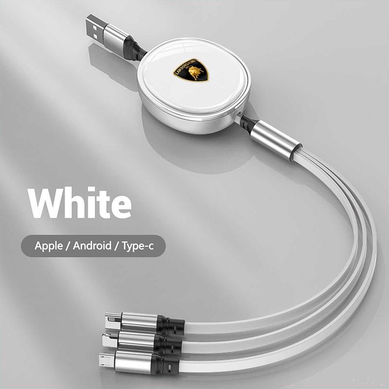 For Lamborghini Urus Huracan Aventador Premium Cable Scalable Phone Car Interior 3 In 1 USB Fast Charging Cable Auto Headrest qer3