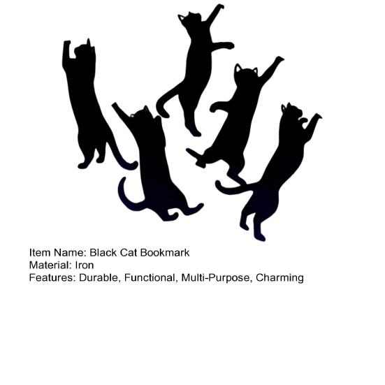 5 шт. Черная закладка для книг в форме кошки, металлическая закладка для страниц в форме кошки для книги