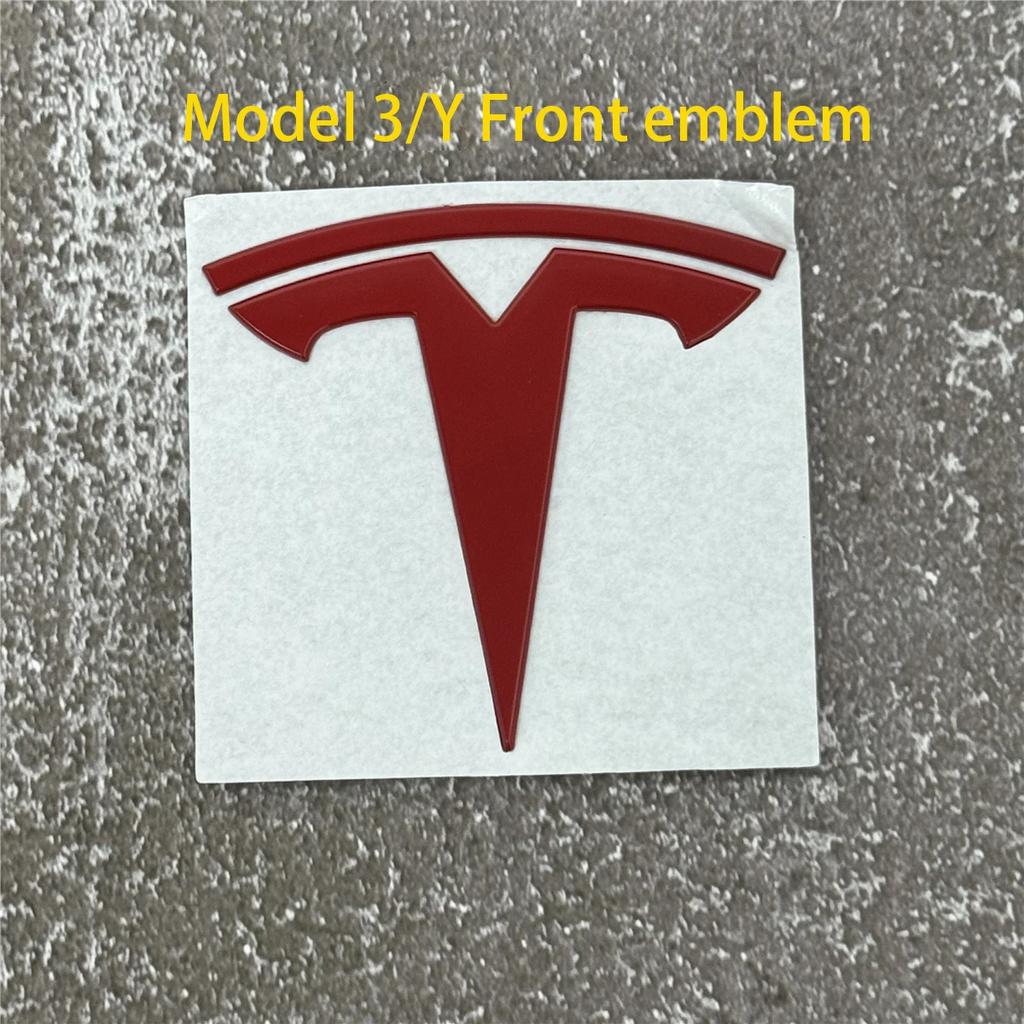 EPYFH1 Front Bumper or Rear Trunk Logo for Tesla Replacement Kit Model 3/Y - Metal Blackened Logo Emblem Car Exterior Decoration Parts