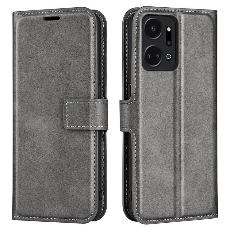 Cell Phone Case For Honor X7a 4G Wallet Square Magnetic Clasp Calf Texture Stand Phone Cover