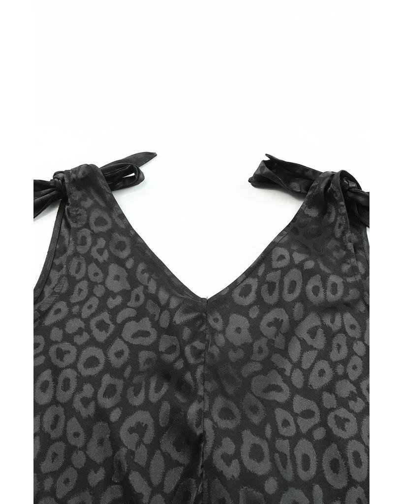 Azura Exchange Leopard Print Satin Tie Shoulder Bodysuit