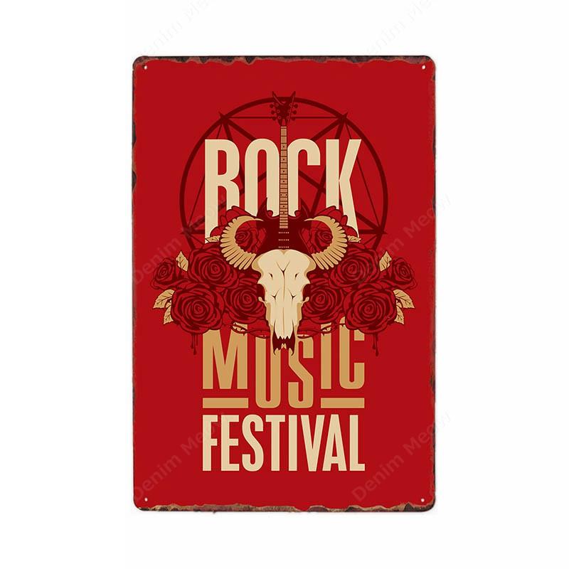Рок-фестиваль винтажная металлическая жестяная вывеска живая музыка художественный плакат доска хард-рок ржавая тарелка для бара, клуба, кафе, паба, домашний декор стен