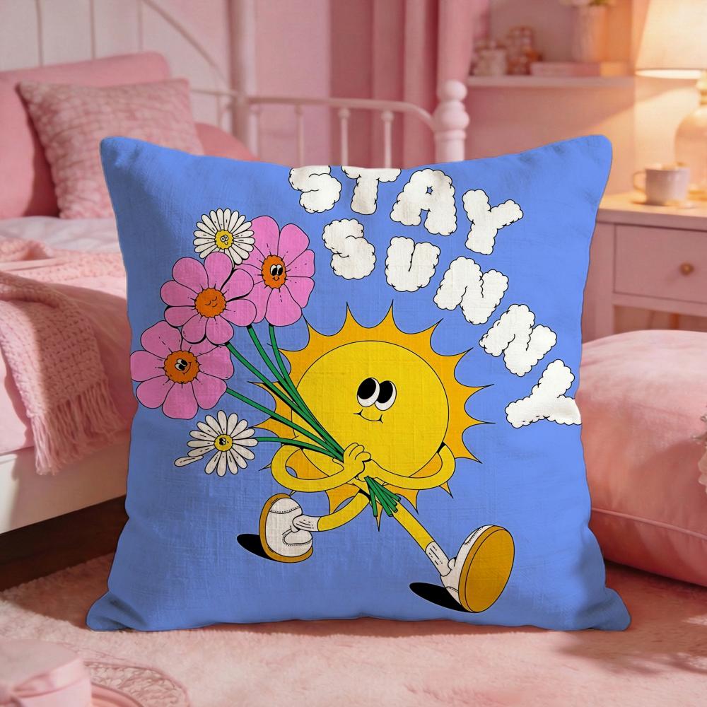 ArtCartoon Big EyesS Cushion Cover Premium Comfort Reversible Pillow Cove Two in One Design for Any Room  Car Interior