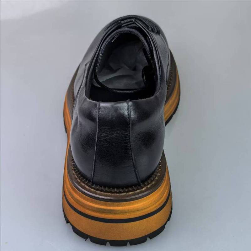 Туфли дерби из кожи на толстой подошве, свадебные туфли большого размера, модные туфли на шнуровке, туфли на лысо, увеличивающие рост, повседневные мужские туфли из натуральной кожи, наизнанку