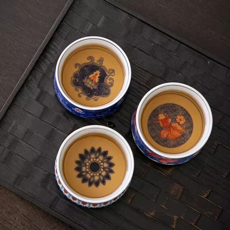 Curly Grass Pattern Meditation Cup Blue And White Master Cup Underglaze Color Teacup Household Ceramic Kung Fu Tea Set Personal Special Single Cup