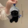 Black Cavalier Cat Plush Keychain Toy Cartoon Knight Cat Stuffed Doll Pendant Car Key Ring Backpack Bag Decor Kid Gift