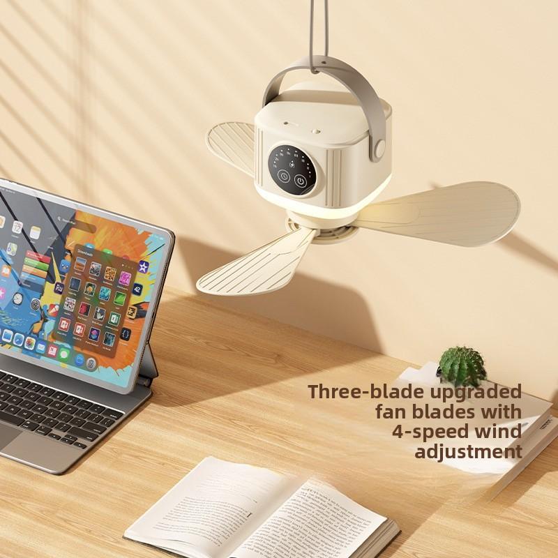 New Wireless Portable Rechargeable Ceiling Fan for Student Dormitories, Small Portable Outdoor Camping, USB Fan for Beds