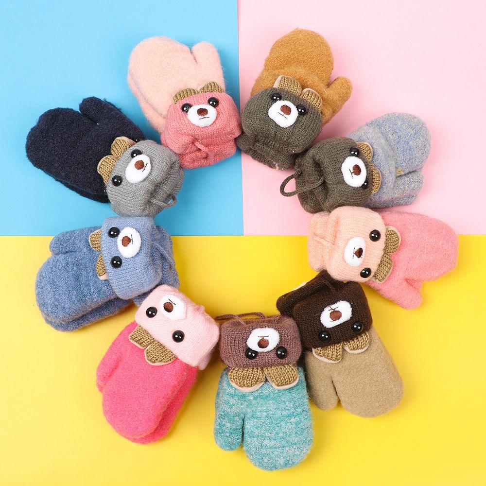 New Hot Elastic Boys Girls Cute Cartoon Kids Gloves Thick Warm Knitted Mittens