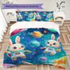 Colorful space rabbit Pattern Bedding,Quilt Set Quilt Cover Pillowcase Home Birthday Gift (1*duvet cover+2*pillowcase,without core)XSJT0917247