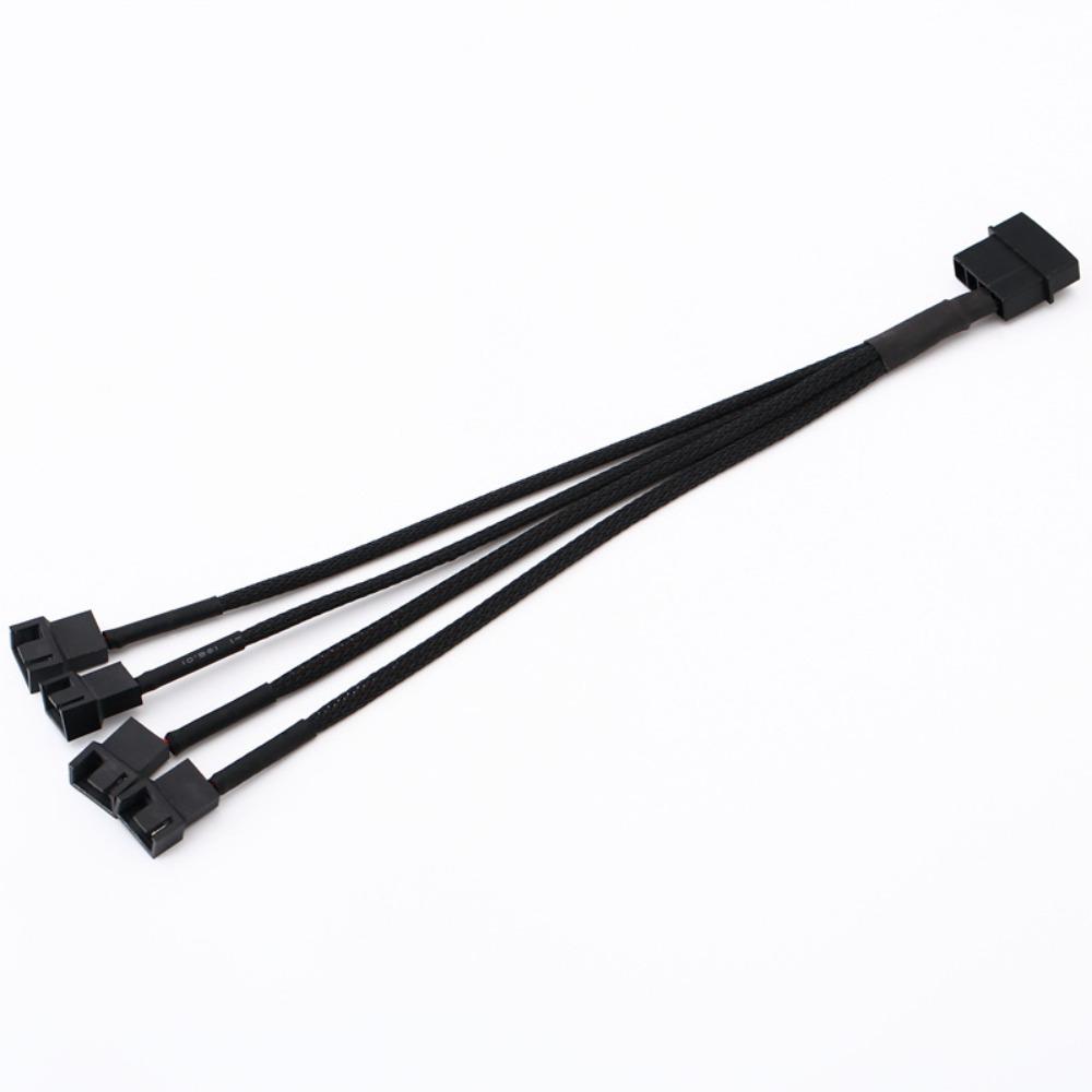 Black Braided Sleeve PWM Fan Splitter Cord 1 to 1/2/3/4 Universal 3/4Pin Molex Power Adapter Desktop PC Cooling Fan Extension