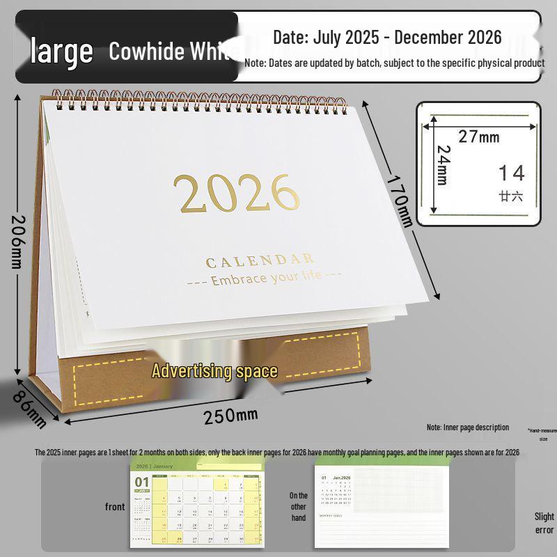 Настольный календарь на 2025-2026 годы: Месячный планировщик и органайзер для заметок