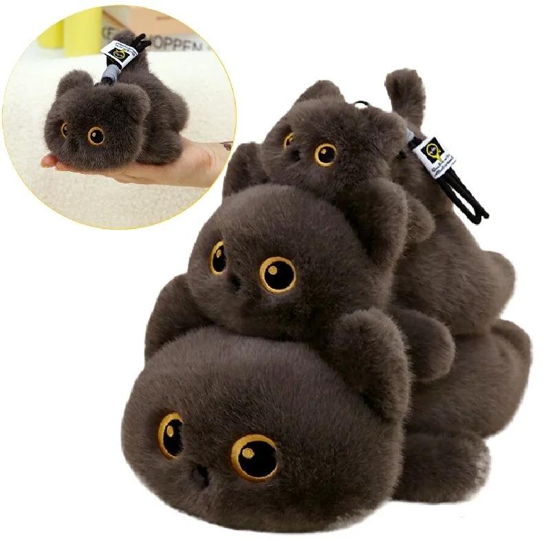 Плюшевые игрушки Черный кот Милые животные Сиамский котенок Прекрасная мягкая кукла Мультяшный кот Брелок Плюшевая игрушка Подарок на День рождения Рождество