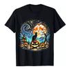 100% Cotton TOPS UNISEX TEES MENS WOMENS Van Gogh Starry Night Halloween 2024 Black Cat Pumpkins Bats Unisex T-Shirt