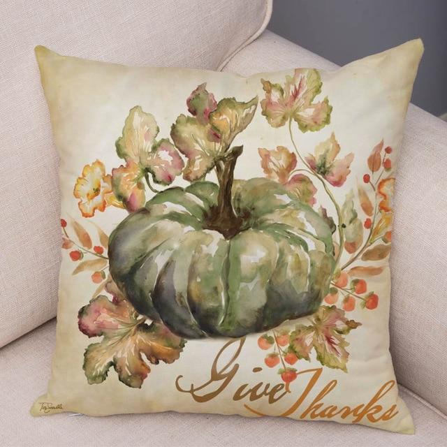 Color Watercolor Pumpkin Pillowcase Super Soft Polyester Decorative Plant Cactus Cushion Cover Suitable for Car Sofa Pillowcase