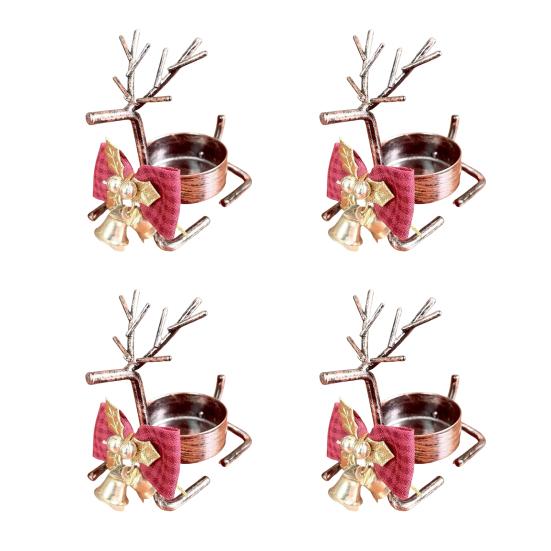 Yousheng Christmas Reindeer Tealight Candle Holder Gold Iron Decoration for Table Window Versatile Christmas Holiday Decor