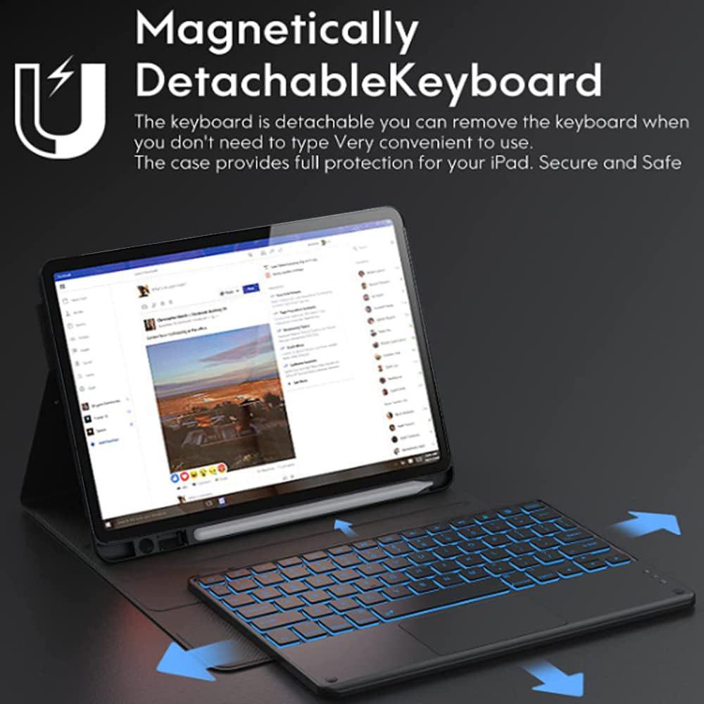 Чехол-клавиатура Bluetooth с подсветкой для Samsung Tab A11 со слотом для стилуса