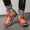 Высококачественные мужские повседневные кожаные ботильоны на шнуровке, британские рыцарские ботинки, уличные нескользящие элегантные кожаные ботинки на платформе в стиле панк