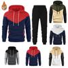Red Autumn 2025 New Sportswear Tracksuits Men's Casual Plushed Warm Hoodie Set Color Matching Brand 2 Piece Male Outfit