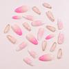 24Pcs False Almond Short False Nail Full Cover Stick on Nail French Tips Design Glossy Press On Nail for Women Girls