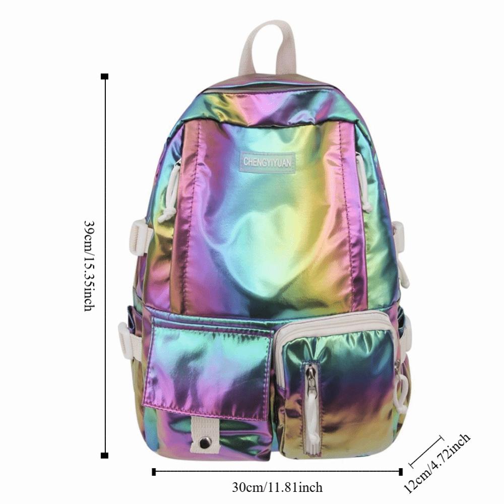 Multi-Pocket Laser Backpack Korean Style Shoulder Bag Portable Students School Bag Teenager