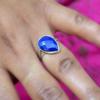 Lapis Lazuli 925 Sterling Silver Ring, Lapis Pear Gemstone Handmade Ring Jewelry, Statement Faceted Stone Ring