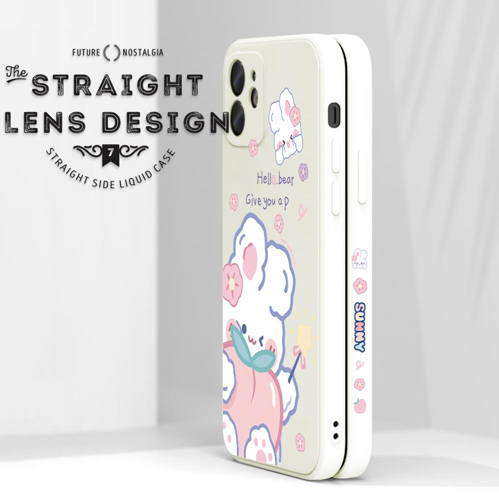 Чехол для телефона с мультяшным белым кроликом для Redmi Xiaomi POCO Note 10 Pro 9 9A 9T 10C 8 7 11 Lite 5G X3 M3 с квадратным краем, мягкие защитные чехлы для полной камеры