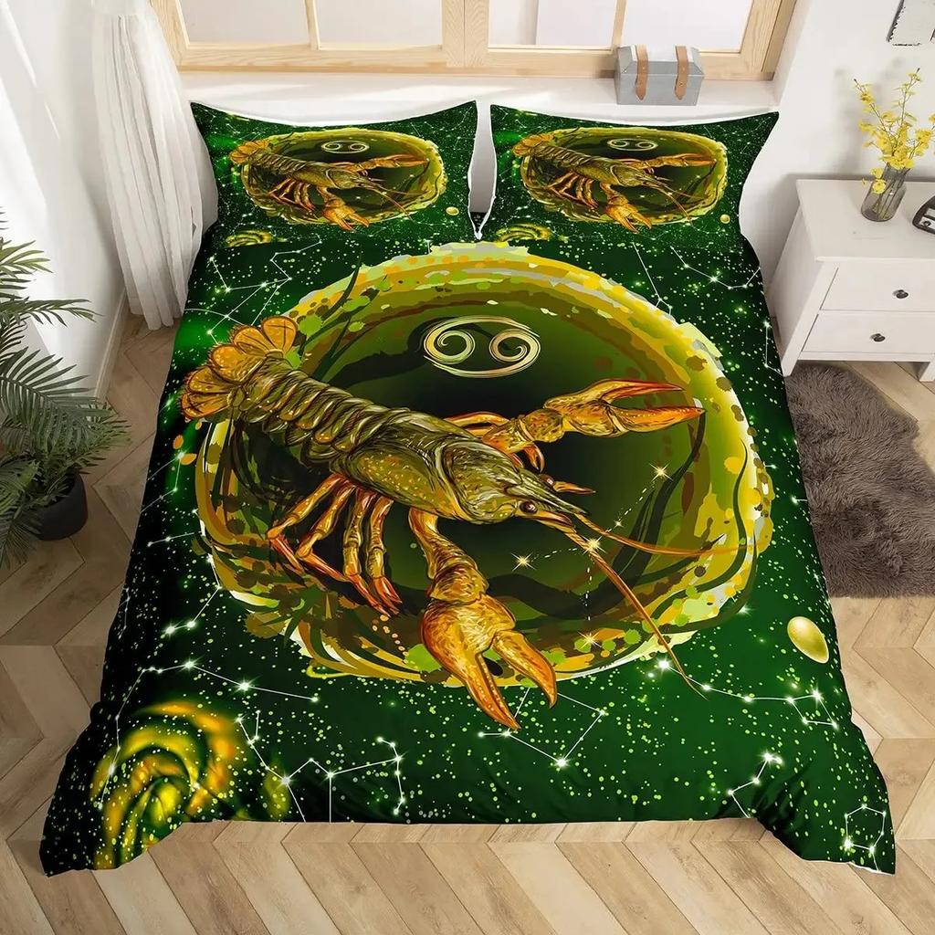 Комплект пододеяльника «Двенадцать созвездий» Комплект пододеяльника «Лев» Животные африканского сафари Постельное белье Галактика Тай-дай Чехол для одеяла