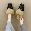 New Plush Slippers Women Wear Autumn Winter 2024 Fuzzy Muller Shoes Lazy Cotton Shoes Flat Bottom Toe-covered Half Slippers