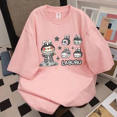 Популярная женская футболка с коротким рукавом LABUBU, Летний модный универсальный топ, Повседневная женская одежда
