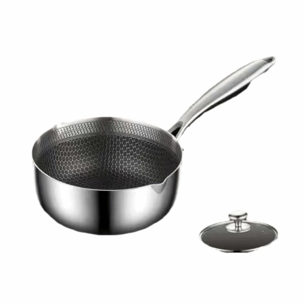 Versatile Versatile Stainless Steel Pot with Cover 18cm Non-Stick Food Pot Frying Steaming Baby Food Pot Cooking Tool
