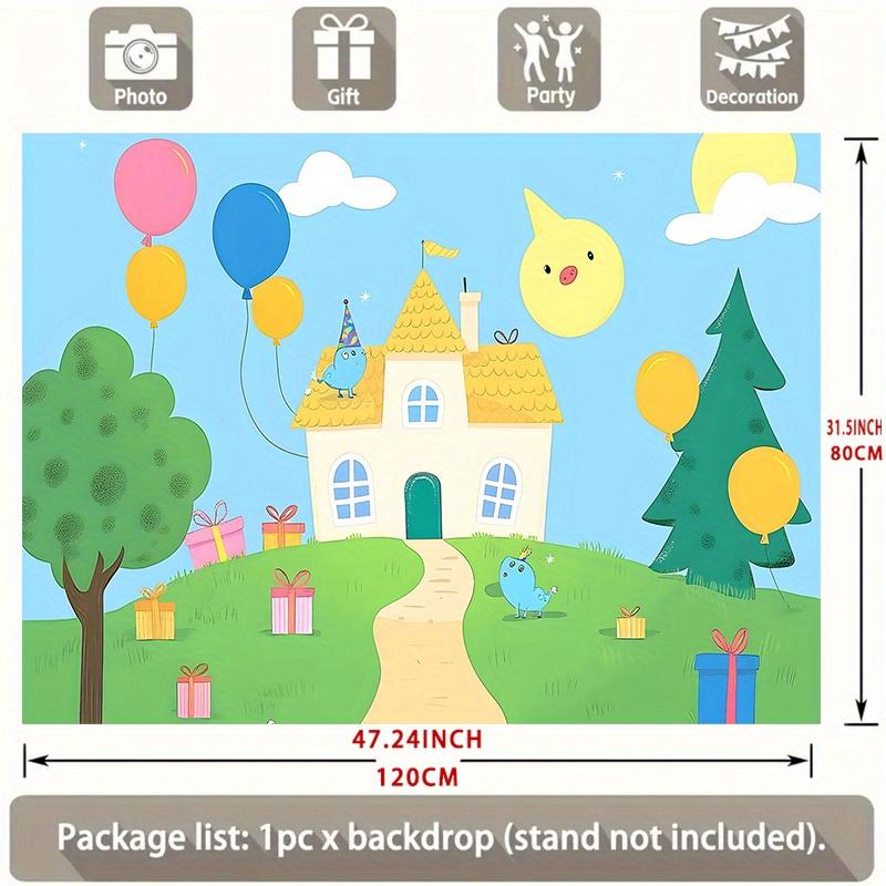 Happy Birthday Party Banner, Polyester Backdrop for Home Room Wall Decor and Photo Props