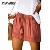 Повседневные шорты женские летние с высокой талией и завязками свободные широкие брюки