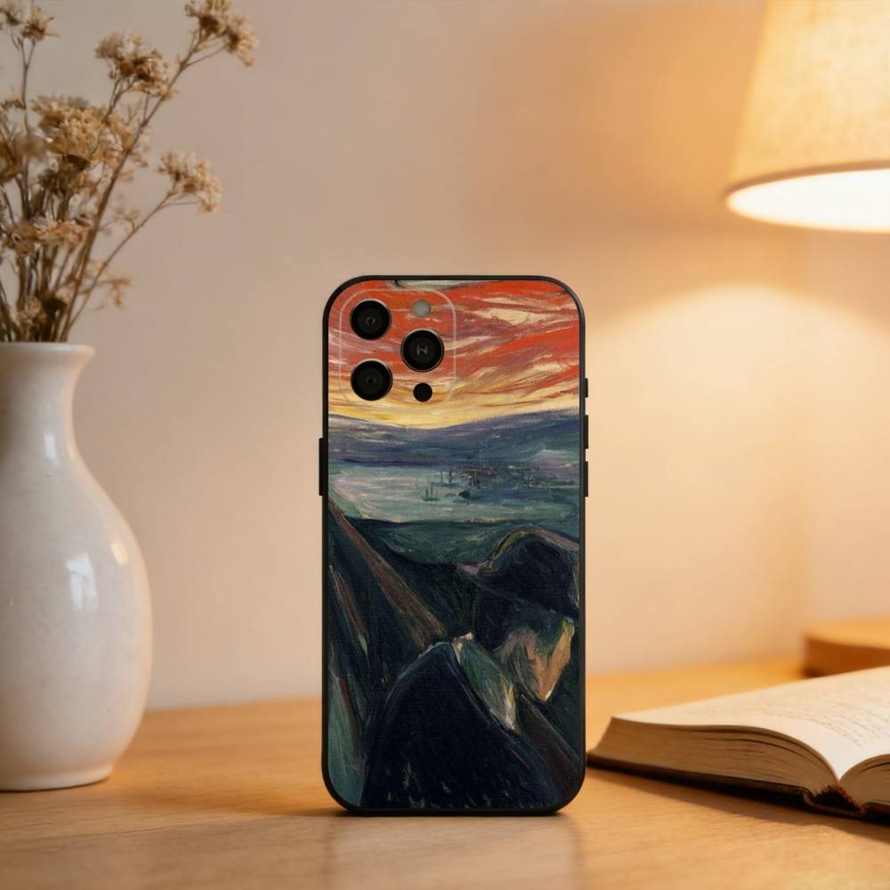 Арт Е-Эдвард Мунк Картины Чехол для телефона для iPhone 17,16,15,14,13,12,11 Plus,Pro Max,XS,Мягкий силиконовый черный чехол