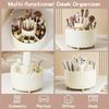 360° Rotating Makeup Brush Storage Box Desktop Makeup Tools Organizer Large Capacity Cosmetic Brush Lipstick Eyebrow Pen Rack