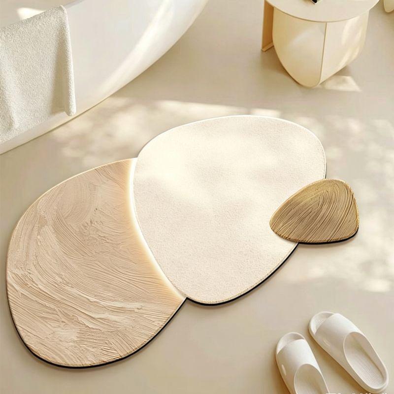 Minimally Shaped Fresh Bathroom Floor Mat with Water Absorption Anti slip, Quick drying Carpet Shower Mat Home Decoration