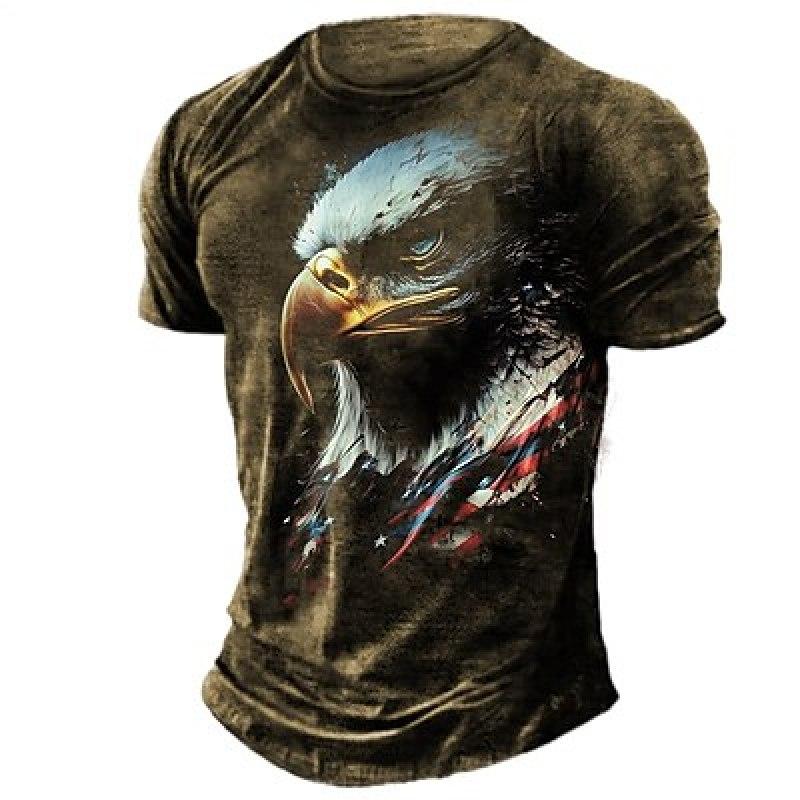Муж. Футболка Футболка Графика Животные Тигр Круглый вырез Одежда Одежда 3D принт На открытом воздухе Повседневные С короткими рукавами С принтом Модельер Винтаж