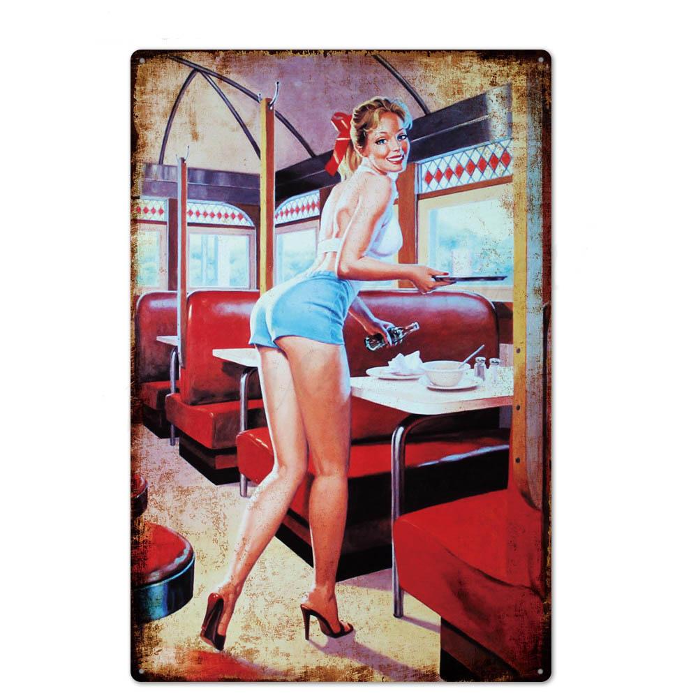 Оловянная вывеска в стиле пин-ап для девочек, металлическая винтажная сексуальная металлическая вывеска, настенный декор для бара, паба, клуба, человека, пещеры, ретро-вывески, покраска металла