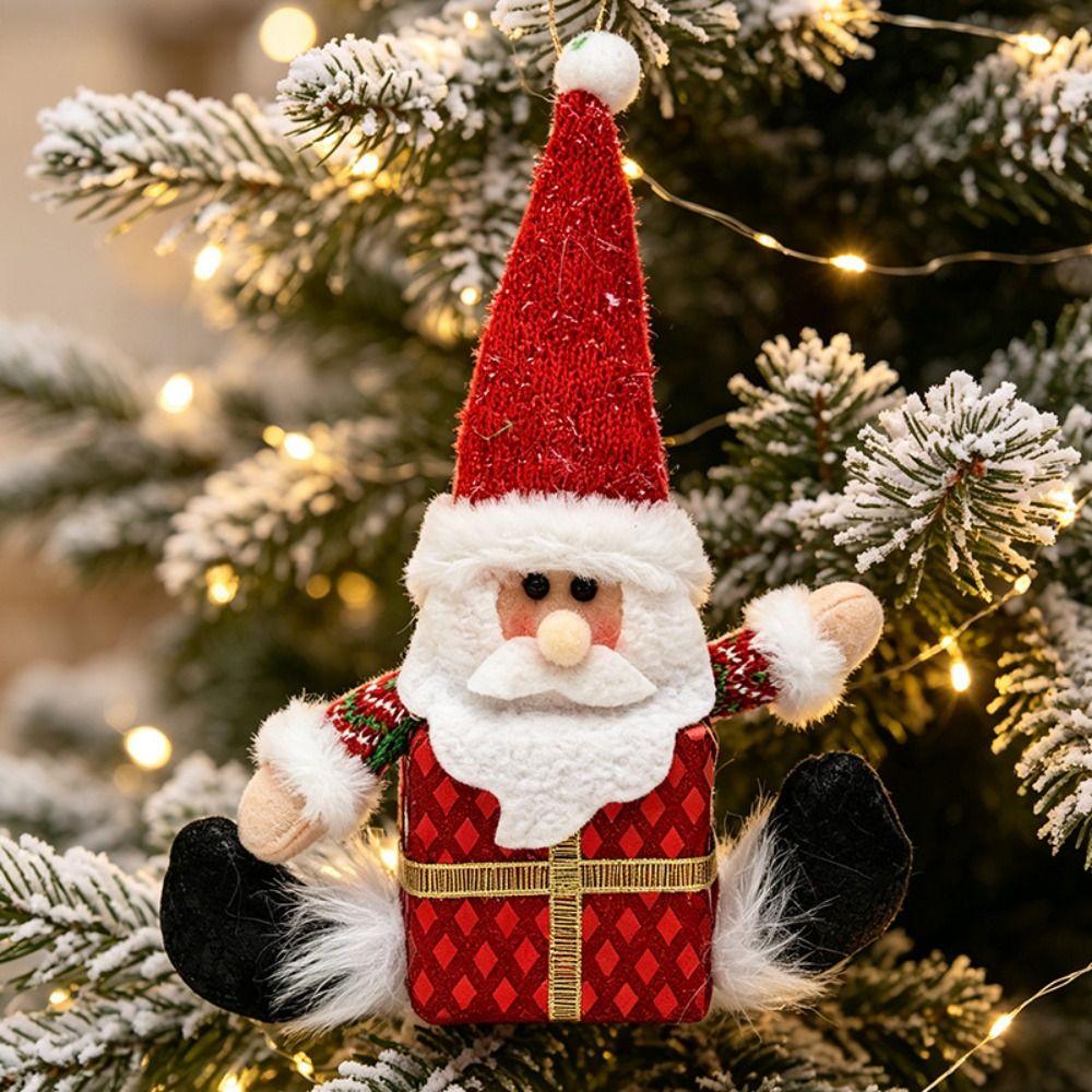 Hanging Style Christmas Hanging Ornament Creative Santa Claus Figurine New Gift Box Doll Holiday