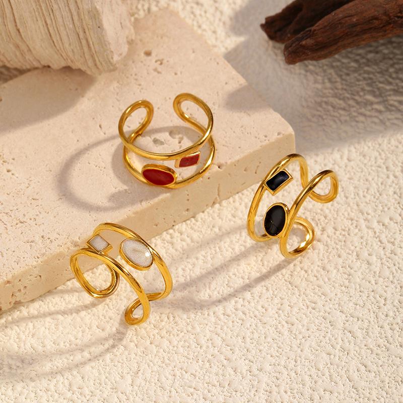Chenhe stainless steel jewelry women's high-end sense gold jewelry fashion niche does not fade light luxury titanium steel open ring