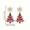 1 Pair Festive Christmas Tree Earrings, Women'S Fashion Dangle Earrings with Rhinestone Snowflakes, Luxurious Style, Perfect for Holiday Parties