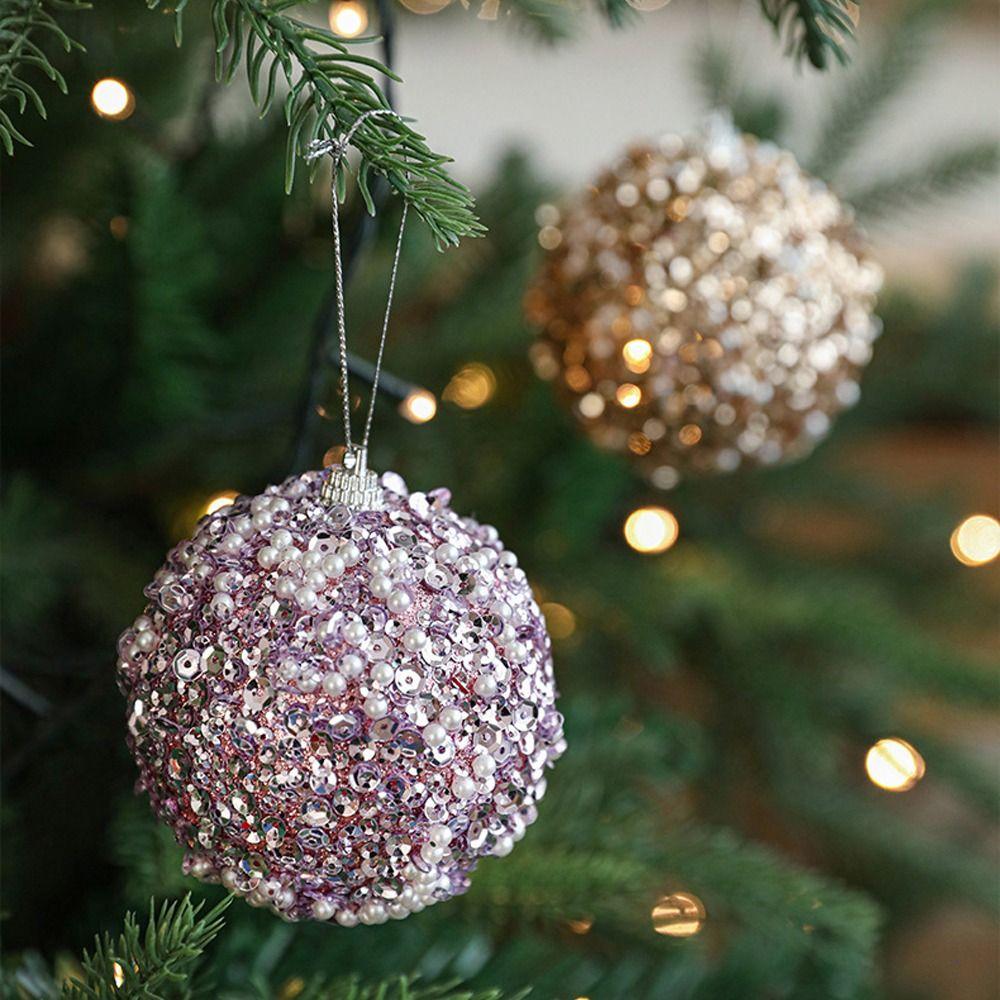Colorful Foam Sequin Christmas Balls Pendant Shatterproof Christmas Tree Ornaments New Year Gifts